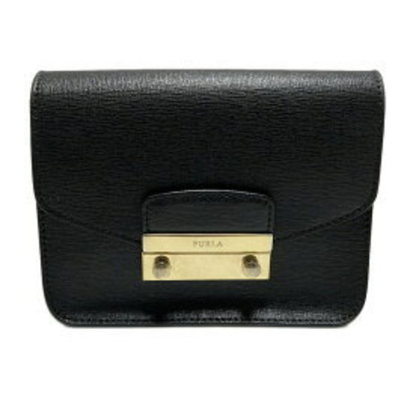 Furla Julia Shoulder Bag Chain Black Leather - Picture 1 of 8